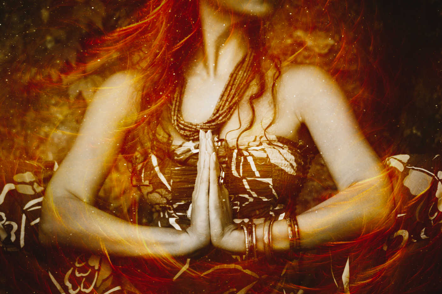 Woman with hands on heart